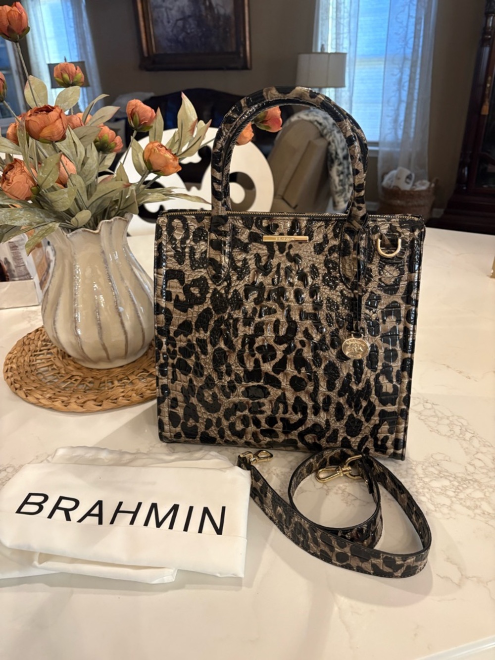 Brahmin Snow Leopard Caroline (like brand new) HTF